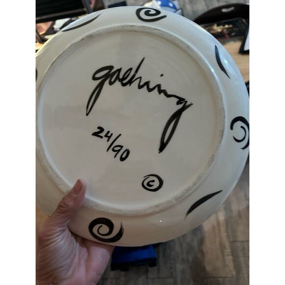 Gaehing 24/90 Black And White Circular Design With Swirls Cookie Platter L 12" - Picture 2 of 4